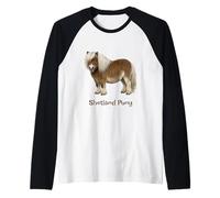 Cute Shetland Pony Design Sweet Sheltie Equestrian Raglan Baseball Tee