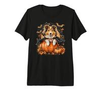 Cute Shetland Sheepdog Dog Halloween Costumes Pumpkin Ghost Premium T-Shirt