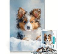 Cute Shetland Sheepdog Puppy 1000 Piece Jigsaws for Teenagers Puzzle Logic Game Tight Edge Hard Challenge Night Fun (38x52cm)