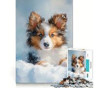 Cute Shetland Sheepdog Puppy Puzzle for Teenagers 1000 Pieces Sharp Thinking Precise Cut Fun Activity Art Decor (38x26cm)