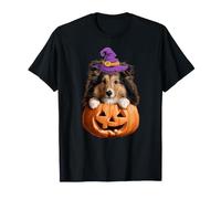 Cute Shetland Sheepdog Witch Pumpkin Halloween Dog Lover T-Shirt