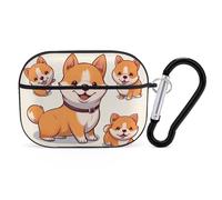 Cute Shiba Inu Dog for Airpod Pro Case Cover Hard Shell Full Drop Protection Cover with Keychain Compatible with AirPod Pro 2nd/1st Generation, Front LED Visible,Black