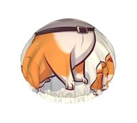 Cute Shiba Inu Dog Shower Cap Reusable Elastic Bath Caps Waterproof Bath Hair Hat for Women Men Spa Salon Large Shower Bonnet Double Layer Bathing Hair Cap for Long Hair, Braids