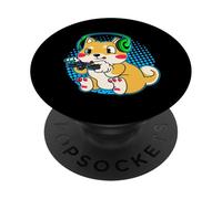 Cute Shiba Inu Dog Video Gamer Gaming PopSockets Adhesive PopGrip