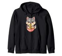 Cute Shiba Inu Eating Ramen Kawaii Art Zip Hoodie