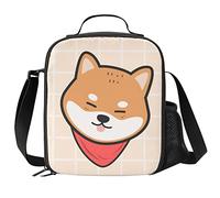 Cute Shiba Inu Japanes Dog Lunch Box - Insulated Lunch Bag for Kids with Side Pocket & Shoulder Strap Snack Bags, Perfect for Scho