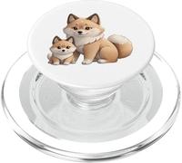 Cute Shiba Inu Mom and Puppy Dog Illustration PopSockets PopGrip for MagSafe
