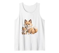 Cute Shiba Inu Mom and Puppy Dog Illustration Tank Top