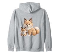 Cute Shiba Inu Mom and Puppy Dog Illustration Zip Hoodie