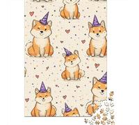 Cute Shiba Inu Pattern Jigsaw Puzzles Puzzles for Adults Kids. 1000 Piece Great Gifts Challenge Toy Educational Games Home Decoration for Educational Games Gifts 38x26cm/1000pcs