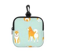 Cute Shiba Inu Puppy, Square Zipper Storage Bag, Neoprene Coin Purse, Small Wallets, Change Pouch, Change Purse