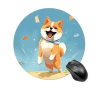 Cute Shiba Inu Round Mouse Pad Cute Small Computer Mouse Mat Non-Slip Rubber Base Gaming Mousepad for Wireless Mouse, Gaming, Office, Laptop, Women, Men