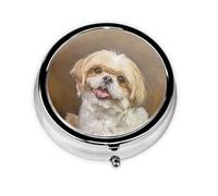 Cute Shih Tzu DogMeta Pill Box 3 Compartment Medicine Case,Portable Organizer