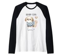 Cute Shih Tzu Puppy Dog Lover Adorable Canine Design Raglan Baseball Tee