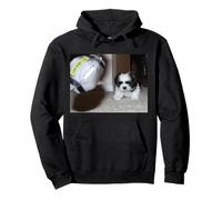 Cute Shih Tzu Puppy with Football Pullover Hoodie