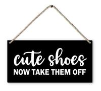Cute Shoes Now Take Them Off Welcome Printed Wood Plaque Sign Wall Hanging,Rustic Hanging Wall Signs for Home Front Door Porch Decor, Please Take Your Shoes Off Sign 12 x 6 Inches Home Décor