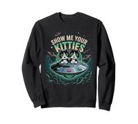 Cute SHOW ME YOUR KITTIES Cat Lover UFO Sighting Alien Meow Sweatshirt