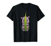 Cute Shy Baby Hippo Hiding Behind Jungle Grass T-Shirt