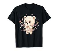 Cute Shy Teddy Bear with Pastel Flower Petals T-Shirt