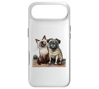 Cute Siamese Cat and Pug Dog Friends Sketch Case for iPhone Air