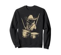 Cute Siamese Cat Playing Drums Funny Cowboy Drummer Western Sweatshirt