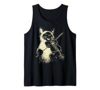 Cute Siamese Cat Playing Violin Musician Kitten Violinist Tank Top