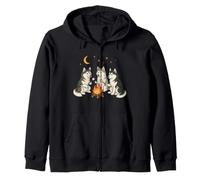 Cute Siberian Husky Dog Campfire Camping Zip Hoodie