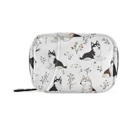 Cute Siberian Husky Dog First Aid Bag White with Detachable Compartments Pill Organizer Purse Travel