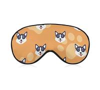 Cute Siberian Husky Sleep Mask Night Cover Eye for Women Men BlockLight for Airplane Travel Nap Adjustable Strap