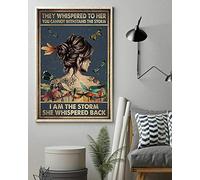 Cute Sign They Whispered to Her I Am The Storm Tattoos Girl Dragonfly Amazing Metal Sign Home Cafe Wall Decoration Easter Mother's Day Best Gift for Friends Retro Tin Sign 8X12 inch