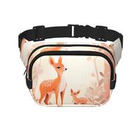 Cute Sika deer Pattern trendy fashionable waist bag, unisex travel sports messenger bag