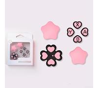 Cute Silicone Button Cap Set for Nintendo Switch 2 - Soft ABXY D-Pad Thumb Grips in Pink and White, Easy Installation with No Tools Required(Heart Pink Black)