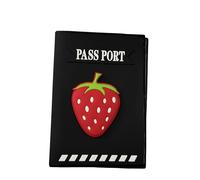 Cute Silicone Fruit Crocodile Excavator Passport Holder Fun Cartoon Animal Passport Cover Case Travel Document Organizer, Black, Strawberry