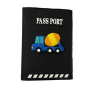 Cute Silicone Fruit Crocodile Excavator Passport Holder Fun Cartoon Animal Passport Cover Case Travel Document Organizer, Black, Cement Truck
