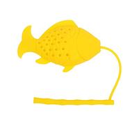 Cute Silicone infus Fish Form Loose Sheet Tea Sieve Food Grade Safe bpa Dishwasher for Tea Lovers red Blue Yellow Green 3.15x1.97x1.18 inch (Yellow)