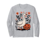 Cute Silly Goose Pumpkin Vintage Floral Boho Halloween Fall Long Sleeve T-Shirt