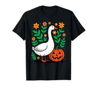 Cute Silly Goose Pumpkin Vintage Floral Boho Halloween Fall T-Shirt