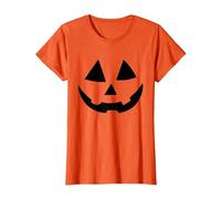 Cute Silly Smiling Jack-O-Lantern Halloween Pumpkin Face T-Shirt, Women, Orange, X-Small
