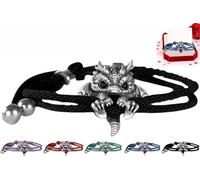 Cute Silver Dragon Bracelet,Adjustable Silver Delicate Dragon Bracelet,Dragon Lucky Charm Bracelet,Personalized Creative Gifts for Valentine’s Day,Birthdays (Black Eyes)