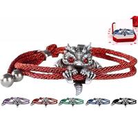 Cute Silver Dragon Bracelet,Adjustable Silver Delicate Dragon Bracelet,Dragon Lucky Charm Bracelet,Personalized Creative Gifts for Valentine’s Day,Birthdays (Red Eyes)
