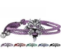 Cute Silver Dragon Bracelet,Adjustable Silver Delicate Dragon Bracelet,Dragon Lucky Charm Bracelet,Personalized Creative Gifts for Valentine’s Day,Birthdays (Purple Eyes)