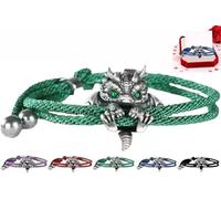 Cute Silver Dragon Bracelet,Adjustable Silver Delicate Dragon Bracelet,Dragon Lucky Charm Bracelet,Personalized Creative Gifts for Valentine’s Day,Birthdays (Green Eyes)