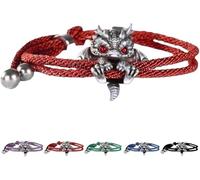 Cute Silver Dragon Bracelet,Stylish Antique Silver Dragons Bracelet,Adjustable Silver Delicate Dragon Bracelet,Dragon Lucky Charm Bracelet,Personalized Creative Dragon Gifts for Friend (Red Eyes)