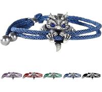 Cute Silver Dragon Bracelet,Stylish Antique Silver Dragons Bracelet,Adjustable Silver Delicate Dragon Bracelet,Dragon Lucky Charm Bracelet,Personalized Creative Dragon Gifts for Friend (Blue Eyes)