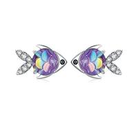 Cute Silver Fish Stud Earrings 925 Sterling Silver Happy Tropical Little Fish Earring For Women Fashion Jewelry Gift For Kids
