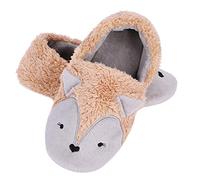 Cute Silver Fox Fleece Slippers for Women Girls Winter Soft Wool Furry Lining Plush Indoor Outdoor Slippers Slip-On Shoes Fuzzy Clog Mule House Slipper Warm Comfortable Footwear, EUR 40/41 for UK 6-7