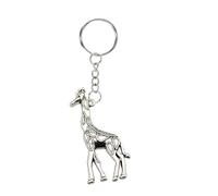 Cute Silver Giraffe Keyring Zoo Animal Keychain Gift Calf Metal Wildlife Wild Accessory Bag Key's Key Chain Ring Nature Stripe Safari Africa