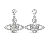Cute Silver Plated Saturn Stud Earrings Planet Charms Cubic Zircon Dangle for Women Statement Jewelry Gifts (Silver Plated)