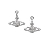 Cute Silver Plated Saturn Stud Earrings, Planet Pendant, Cubic Zirconia Hangings for Women, Statement Jewellery Gifts, Alloy Steel, No Gemstone