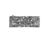 Cute Silver Sequin Sparkle Pattern Print Baby Bow Headband - Stretchy & Soft, Perfect Full Moon Gift for Infant Girls